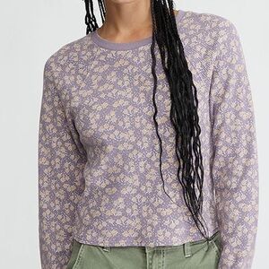 NWT $32 PACSUN purple long sleeve floral waffle long sleeve size S